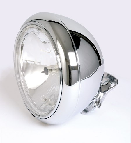 SHIN YO 7 Zoll HD-STYLE Chromscheinwerfer, klares Glas (Prismenreflektor), untere Befestigung