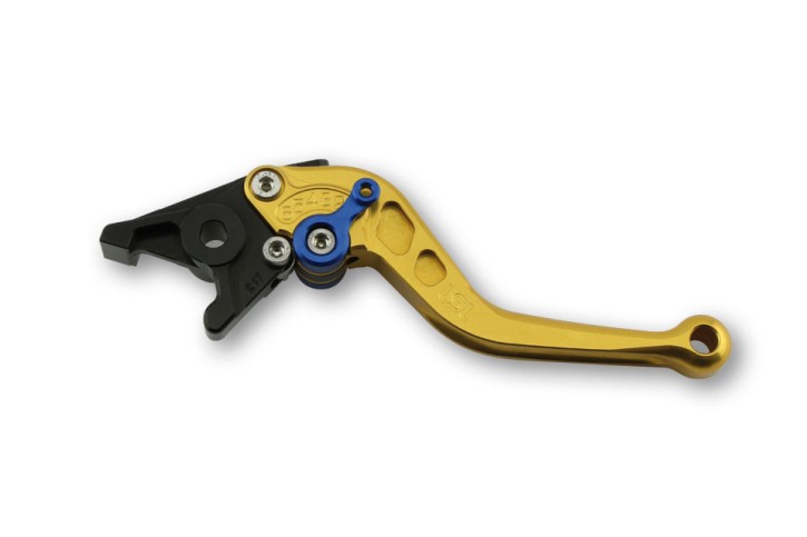 LSL Brake lever short CNC R54R, gold/blue