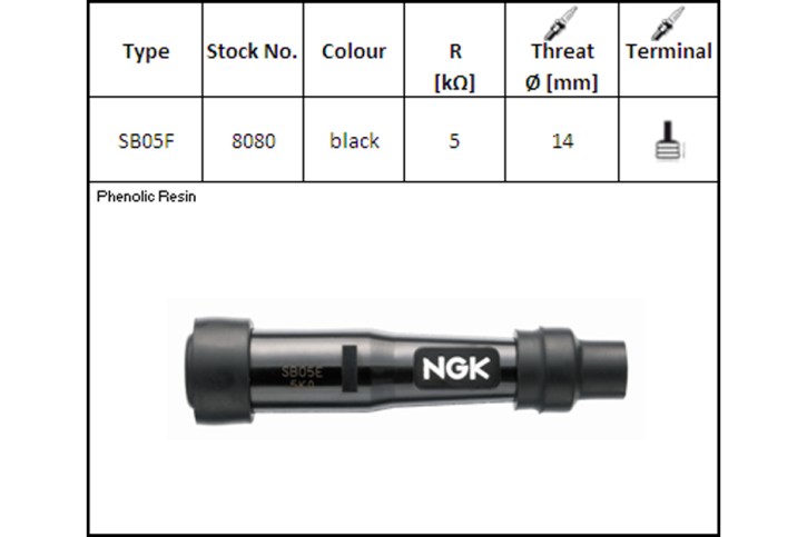 NGK Spark plug connector, SB-05 F, for 14 mm