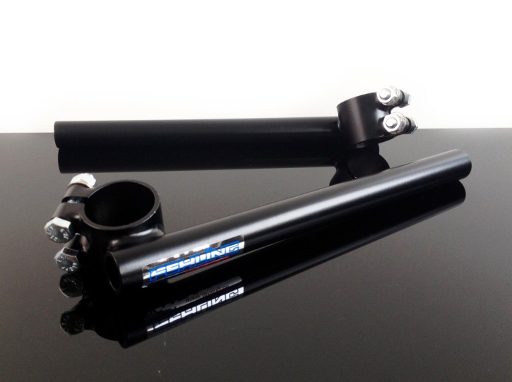 Clip on / Cafe handlebars, FEHLING 34mm for 22mm (7/8 inch) handlebars, black, KICKSTARTER-Edition