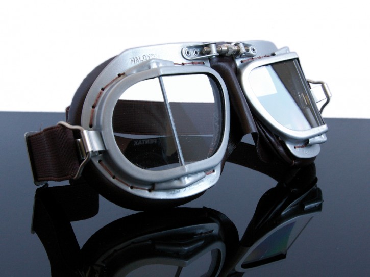 MOTORRADBRILLE "HALCYON" Mark9 (motorcycle goggles), braun f. JET-HELM/helmet !