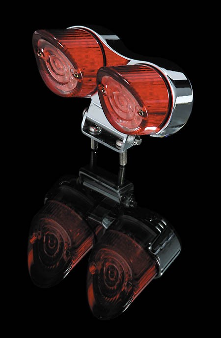 SHIN YO LED-Mini-Rücklicht, rund, mit Halter, Glas rot/transparent, verchromt