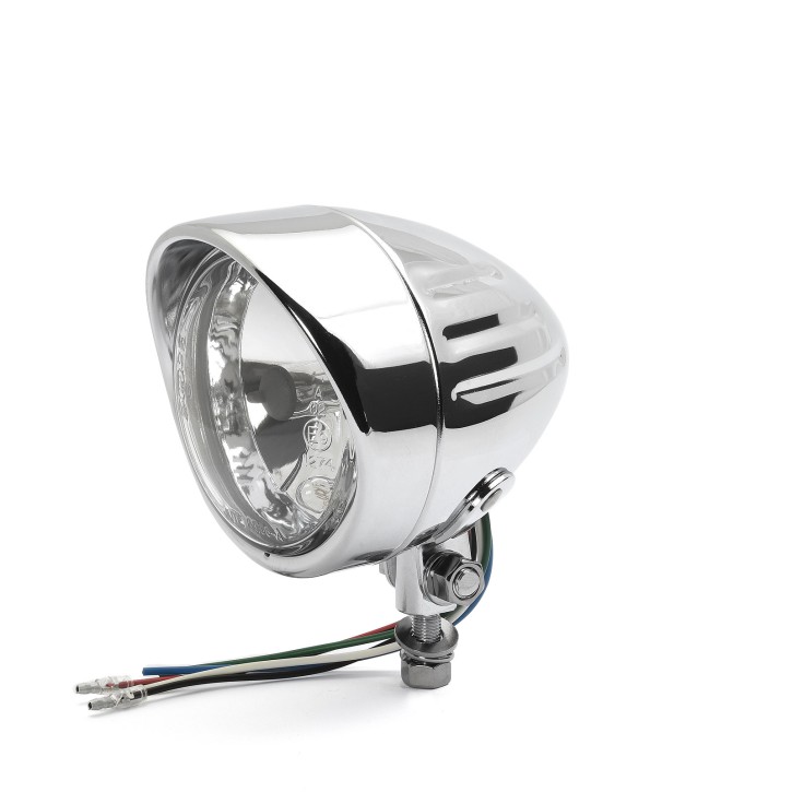 4" Headlight Salt Flat Pumper,Visor Grooved, Chrome, ECE