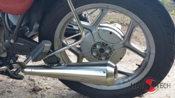 2* SILENCER / exhaust system, stainless steel, polished, "e"-marked, f. BMW R-models "Monolever"