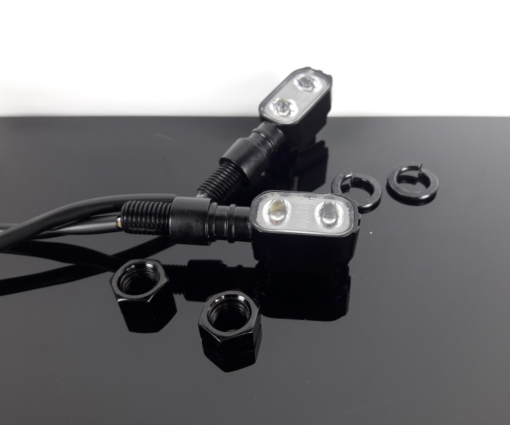 2 mini LED-INDICATORS, incl. backlight, black, "e"-marked