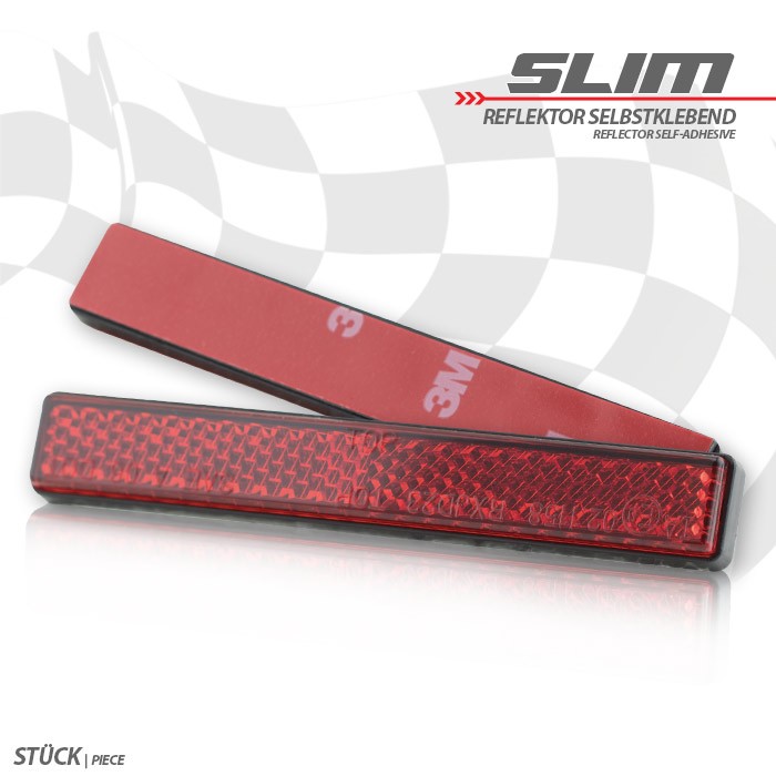 Reflektor "Slim" | rechteckig | rot | mit Rand