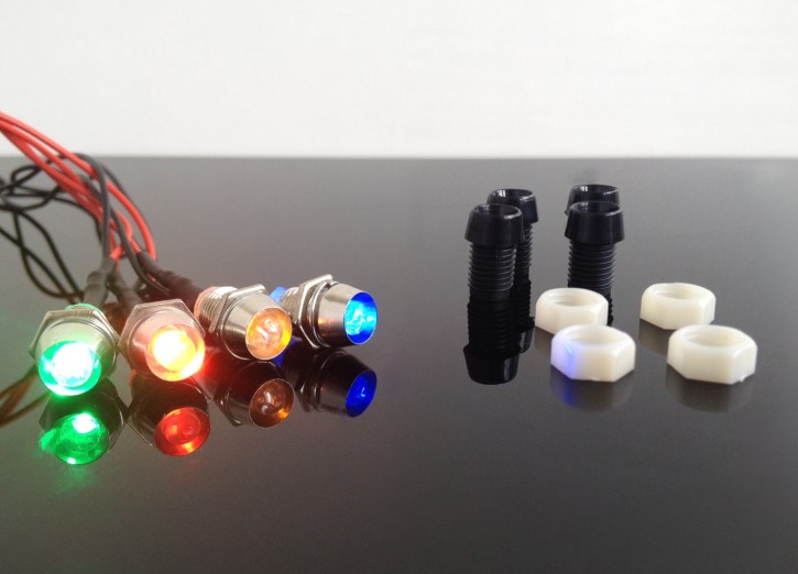 KONTROLLLEUCHTEN, 4 LEDs mit Fassung, 5mm