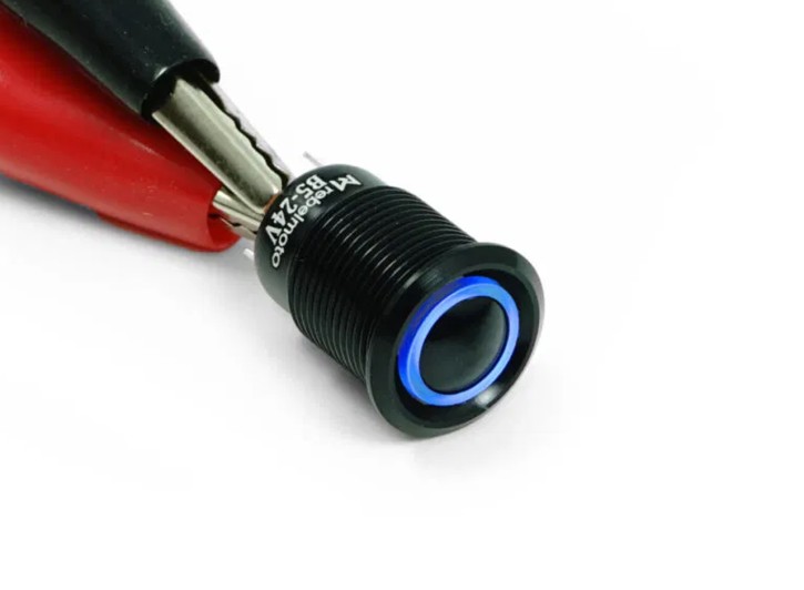 REBELMOTO Ø12mm Drucktaster schwarz mit LED Anzeige Blau für REBEL SWITCH