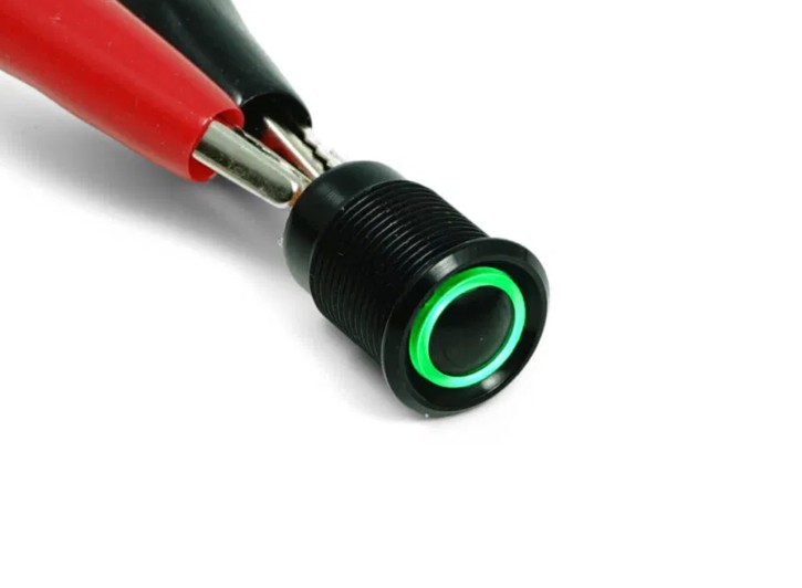 REBELMOTO Ø12mm Push Button black with LED-Indicator Green for REBEL SWITCH