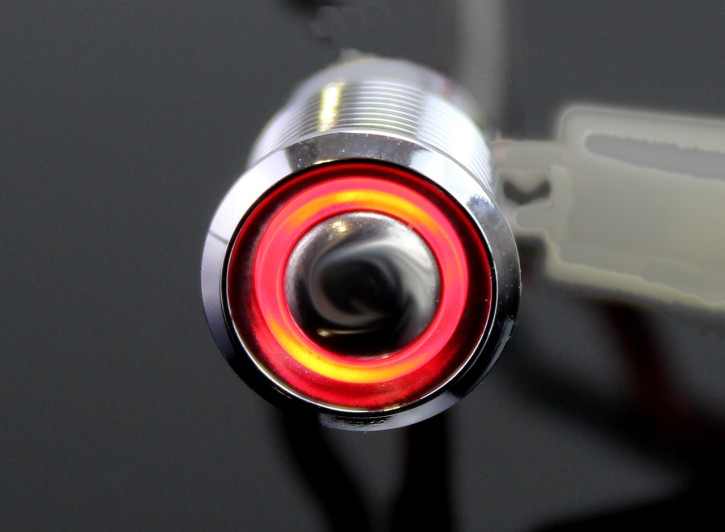 REBELMOTO Ø12mm Push Button polished with LED-Indicator Red for REBEL SWITCH
