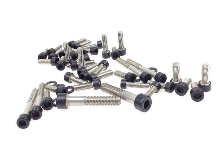 Complete ENGINE SCREW SET for all BMW R-Models, stainless steel with black heads