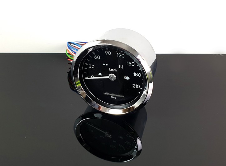 Tachometer, elektronisch, mit Kontrollleuchten, 60mm, chrom