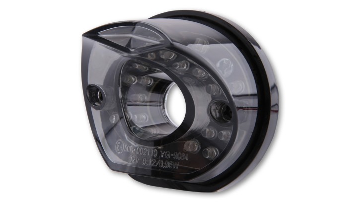 SHIN YO LED-Rücklicht MADISON, schwarze runde Basisplatte, getöntes Glas