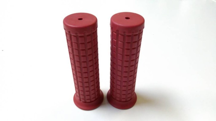 2 GRIPS, Custom- / Old-Style, bordeaux red, f. 22 mm handlebars