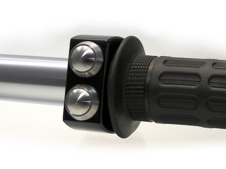 SWITCH CONTROL for 1 inch handlebars, "m.switch" by Motogadget, black anodized aluminium, with 3 push buttons off stainless steel