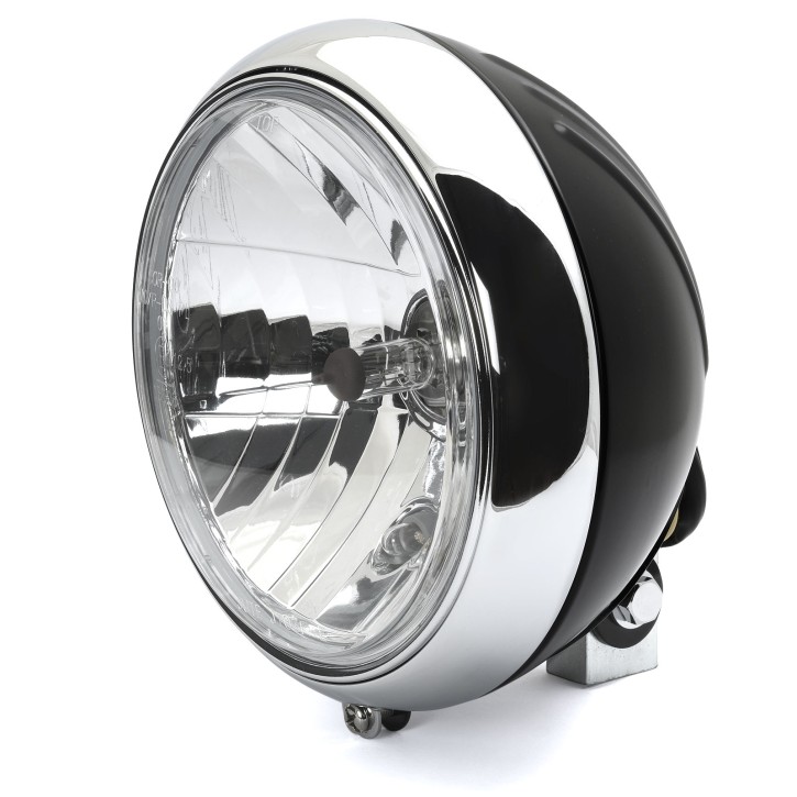 7" Headlight 88up Style clear lens black chrom grooved, ECE