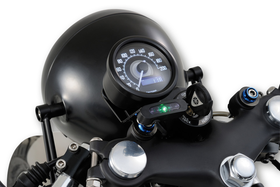 Tacho Motorrad DAYTONA VELONA, schwarzes Gehäuse, rund D. 60 mm, bis 260  km/h