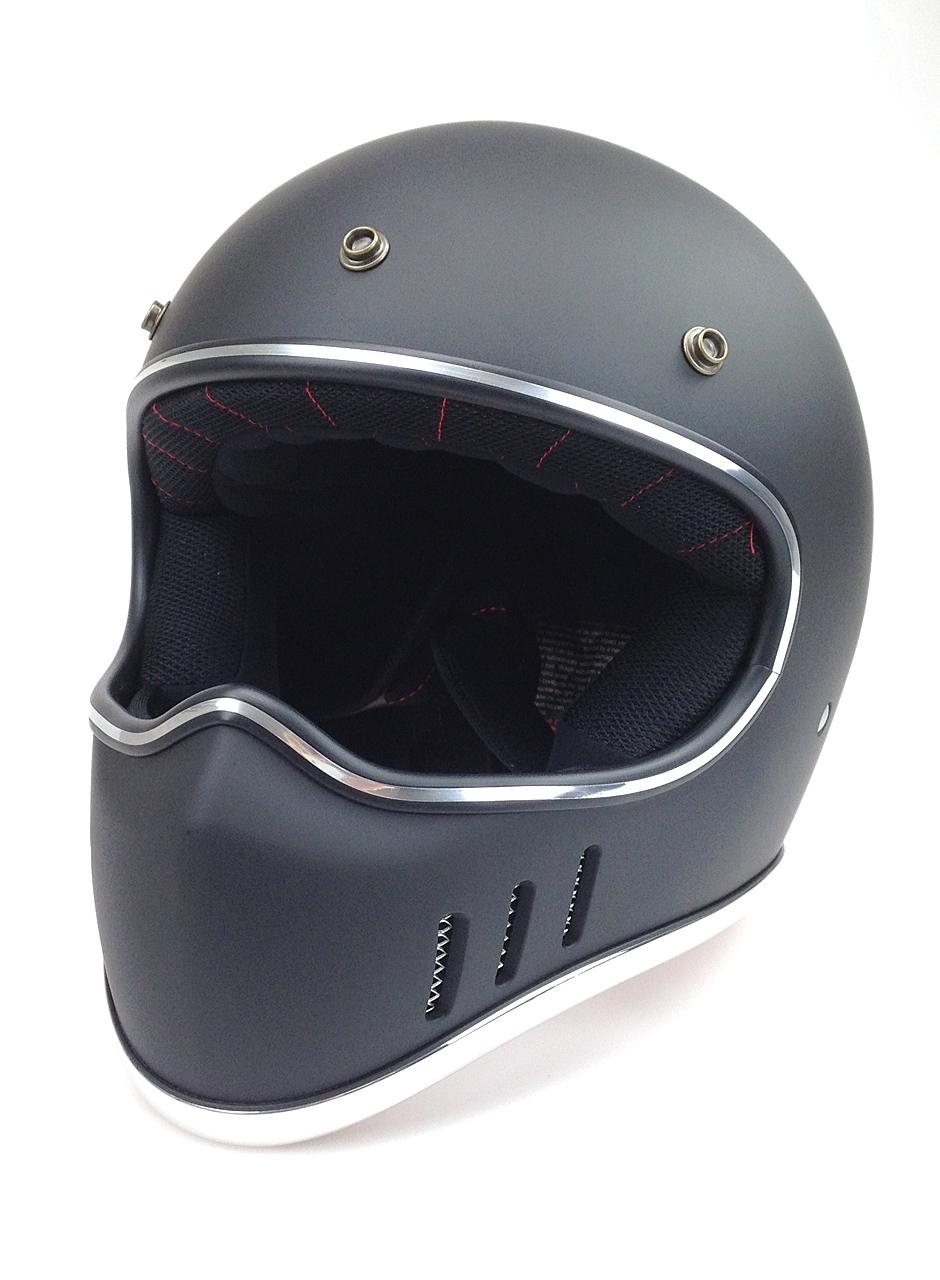 Gloss black Retro Cross-Enduro-Helmet dot-TESTED 
