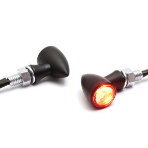 2 SMD MINI-TURN-SIGNALS with Taillight made of Aluminium with black Trim Ring
