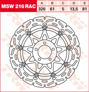 TRW Lucas Brake disc MSW216RAC, floating
