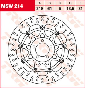 TRW Lucas Brake disc MSW214, floating
