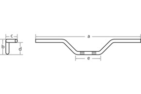 FEHLING Handlebar - flat, wide, very heavily cranked, 1 inch, 105 cm