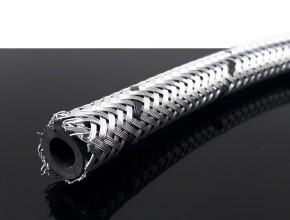 FUEL HOSE / feed pipe with zinc plated wrapping, for 6mm connection, app. 1m