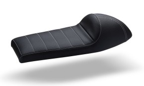 Cafe-Racer SEAT, universal, black leather, white stitching