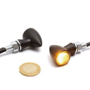 2 Stk. Micro LED Bullet Blinker schwarz matt, ECE geprüft