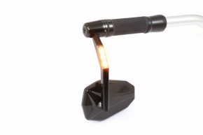 Handlebar end MIRROR with LED-INDICATOR, anodized aluminium, black