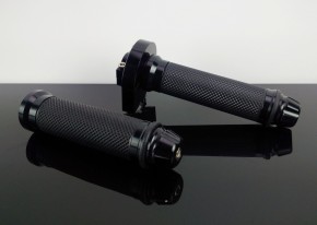 THROTTLE CONTROL / twist grip+GRIPS+bar end weights, 7/8", black alloy