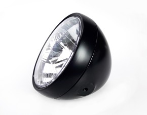 Classic head light / headlamp with clear screen, semi-dull black