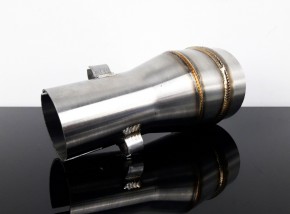 Silencer-/downpipe-ADAPTOR, 38 to 51 mm, 15° upswept, stainless steel,