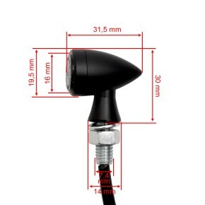 Micro Bullet LED Blinker mit Rück-/ Bremslicht schwarz, ECE