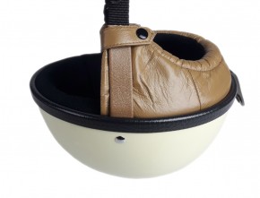 Helmet ("Pudding bassin") ivory/brown artificial leather  L