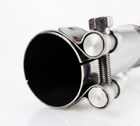 2* SILENCER / exhaust system, 38mm, stainless steel, polished, "e"-marked, f. BMW R-models /5 /6 /7