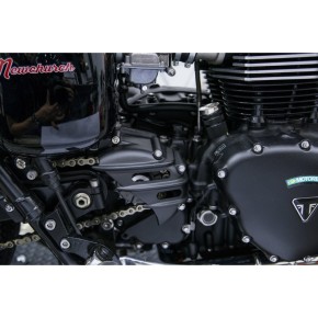 SPROCKET COVER MOTONE, alloy, black, f. Triumph Bonneville / Scrambler / Thruxton 2001-2016
