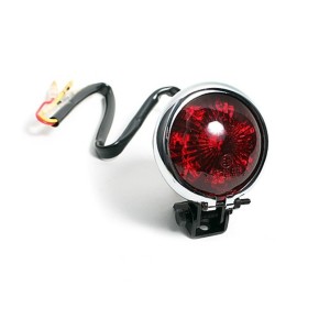 LED taillight BATES STYLE black with chrome ring with red glass